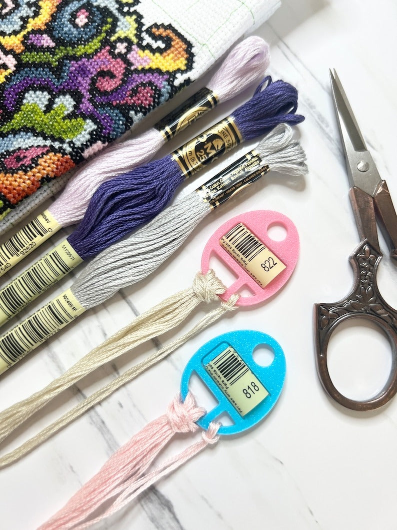 EGG STYLE Floss Thread Drops with Label Tag Slot | Cross Stitch, Embroidery and Needlework Organization