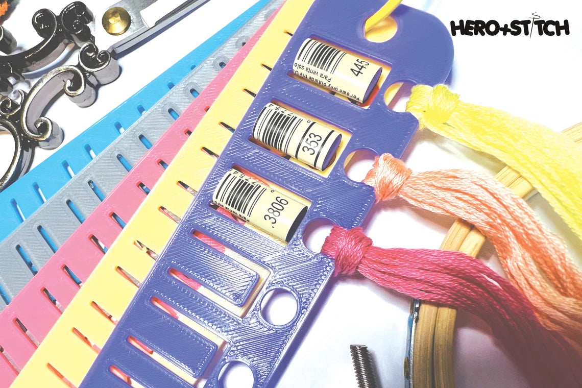 Floss Thread Card Organizer with Label Slots | Holds 10, Style: Long | Cross Stitch, Embroidery and Needlework Organization