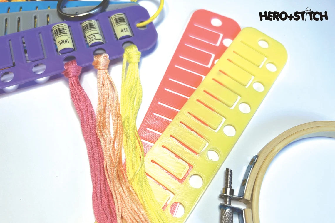 Floss Thread Card Organizer with Label Slots | Holds 10, Style: Long | Cross Stitch, Embroidery and Needlework Organization