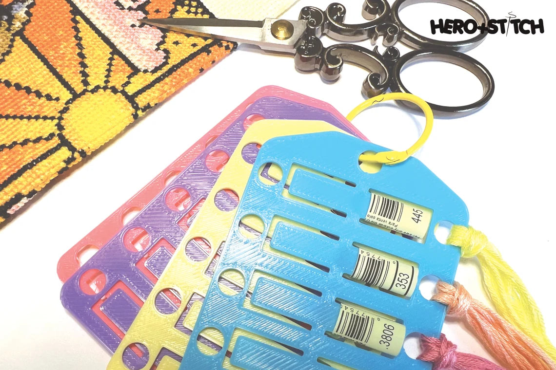 Floss Thread Card Organizer with Label Slots | Holds 10, Style: Short | Cross Stitch, Embroidery and Needlework Organization