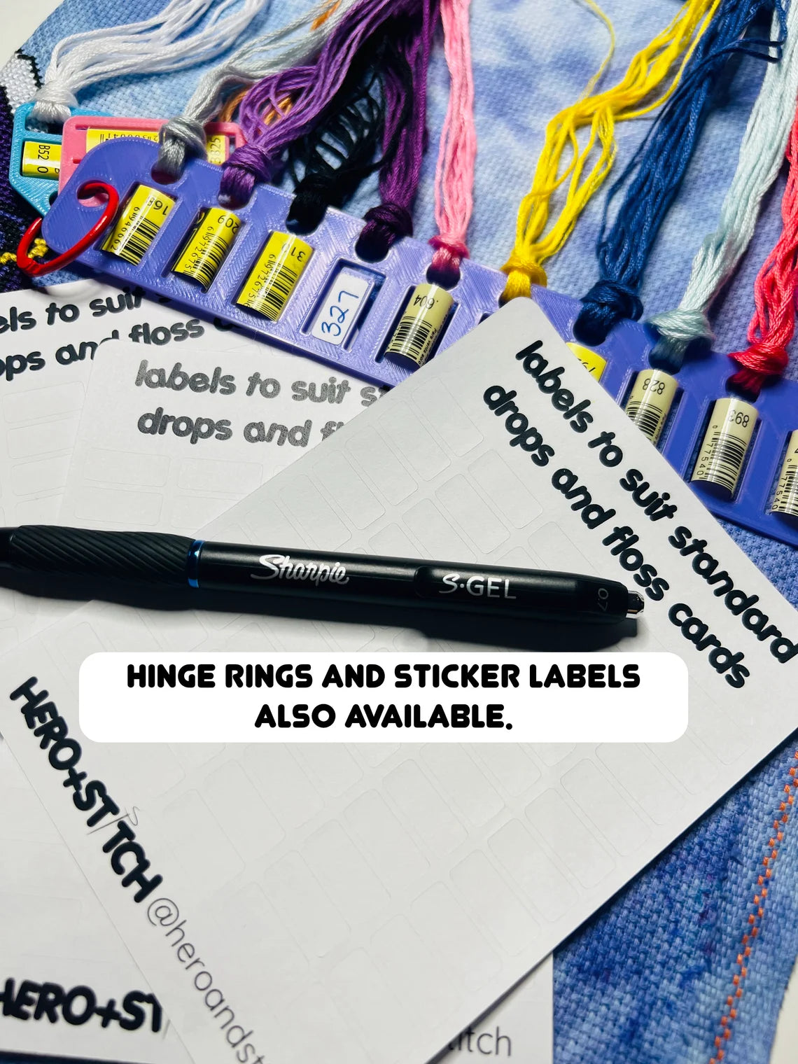 Floss Thread Card Organizer with Label Slots | Holds 10, Style: Long | Cross Stitch, Embroidery and Needlework Organization