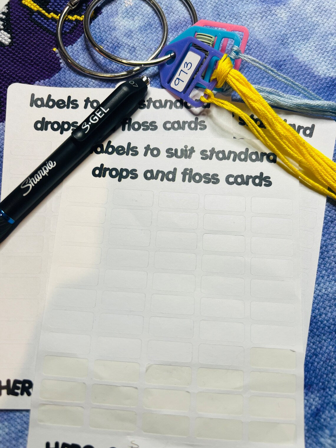 Labels for Floss Thread Drops, Bobbins and Floss Card Organizers