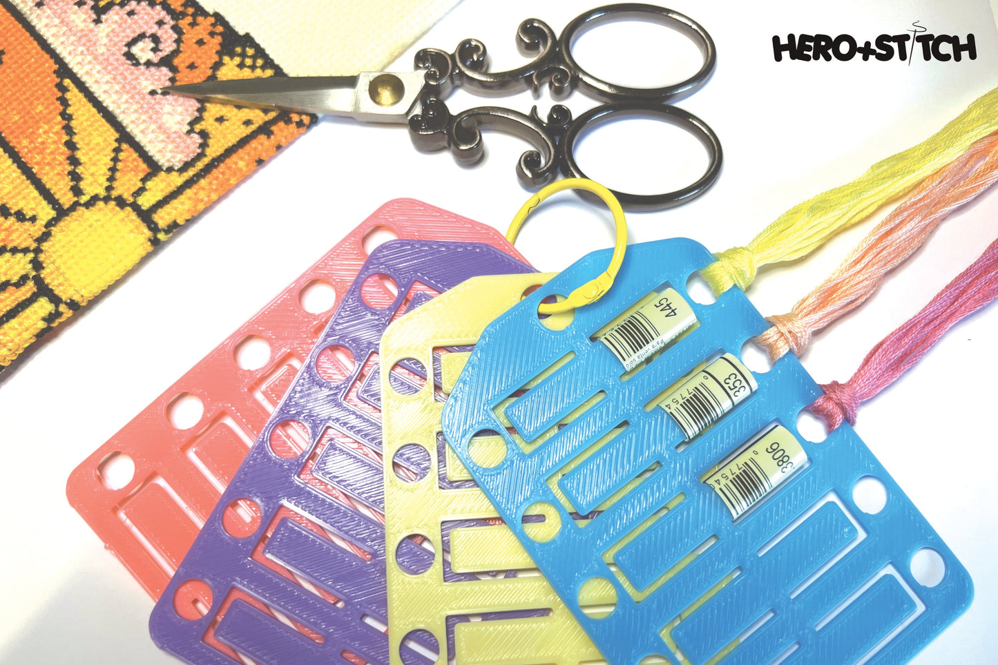 Floss Thread Card Organizer with Label Slots | Holds 10, Style: Short | Cross Stitch, Embroidery and Needlework Organization