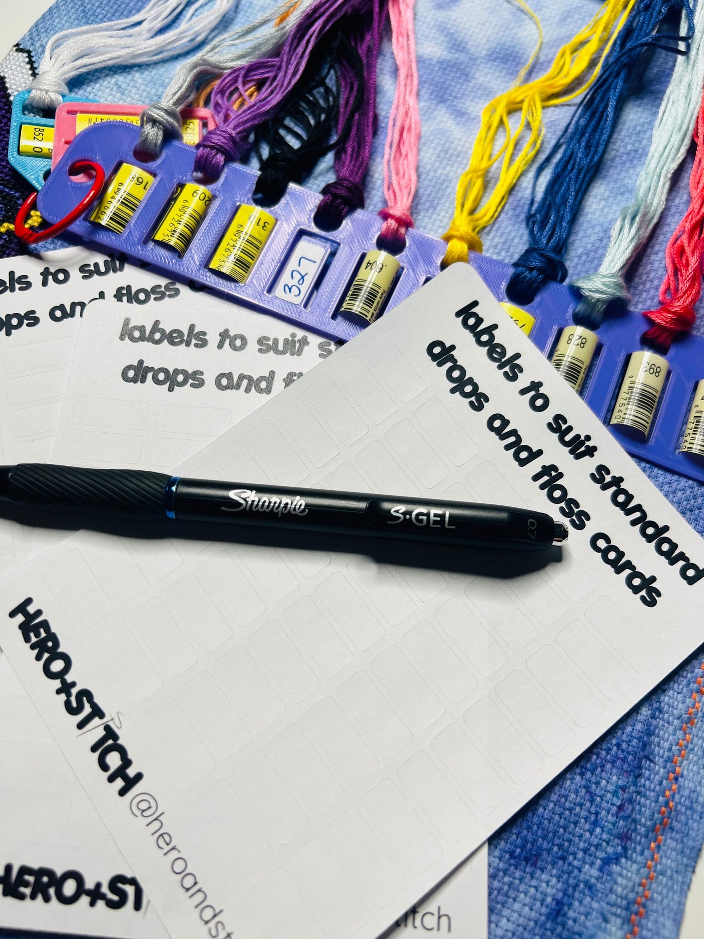 Labels for Floss Thread Drops, Bobbins and Floss Card Organizers