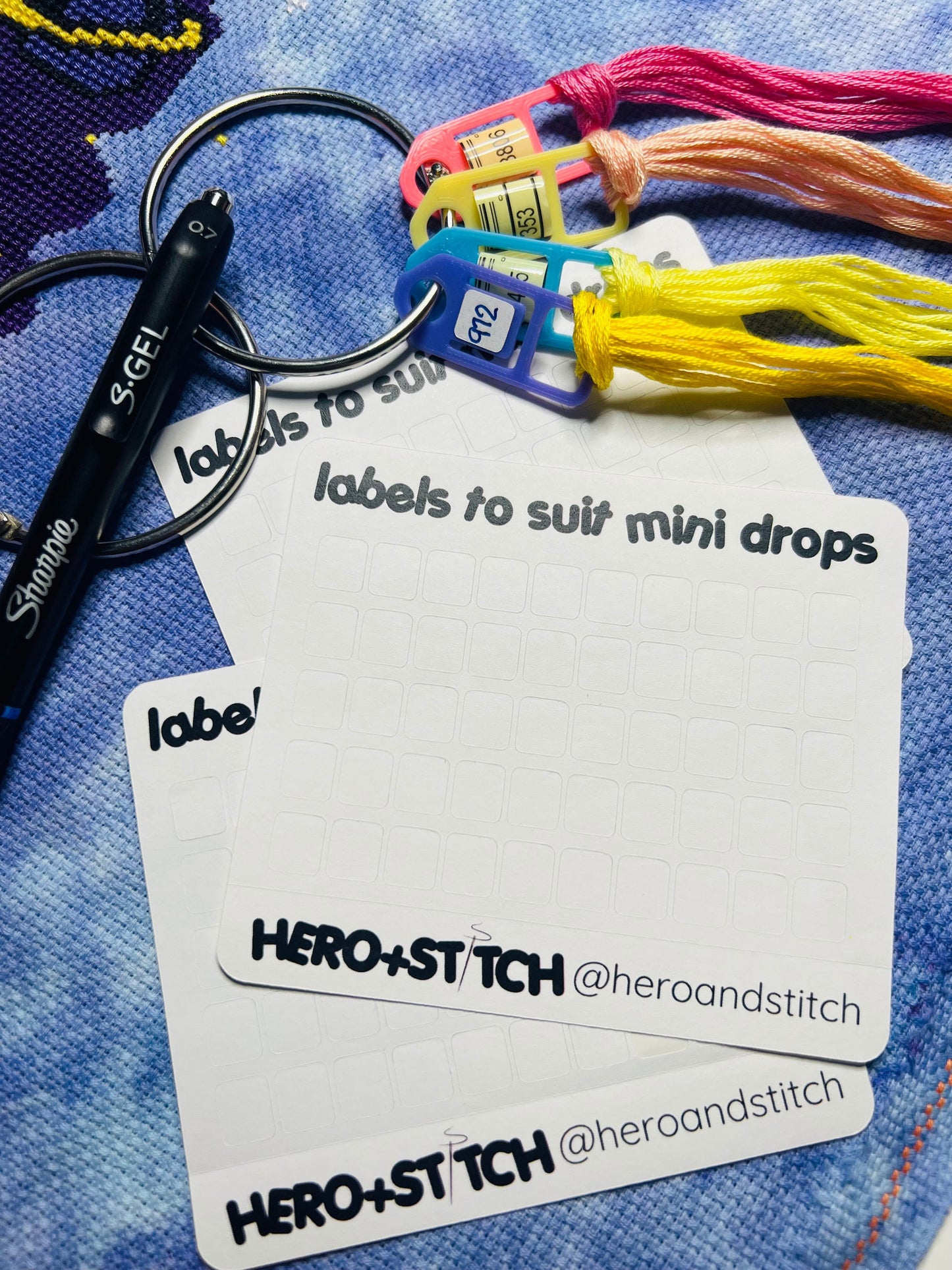 Labels for Floss Thread Drops, Bobbins and Floss Card Organizers