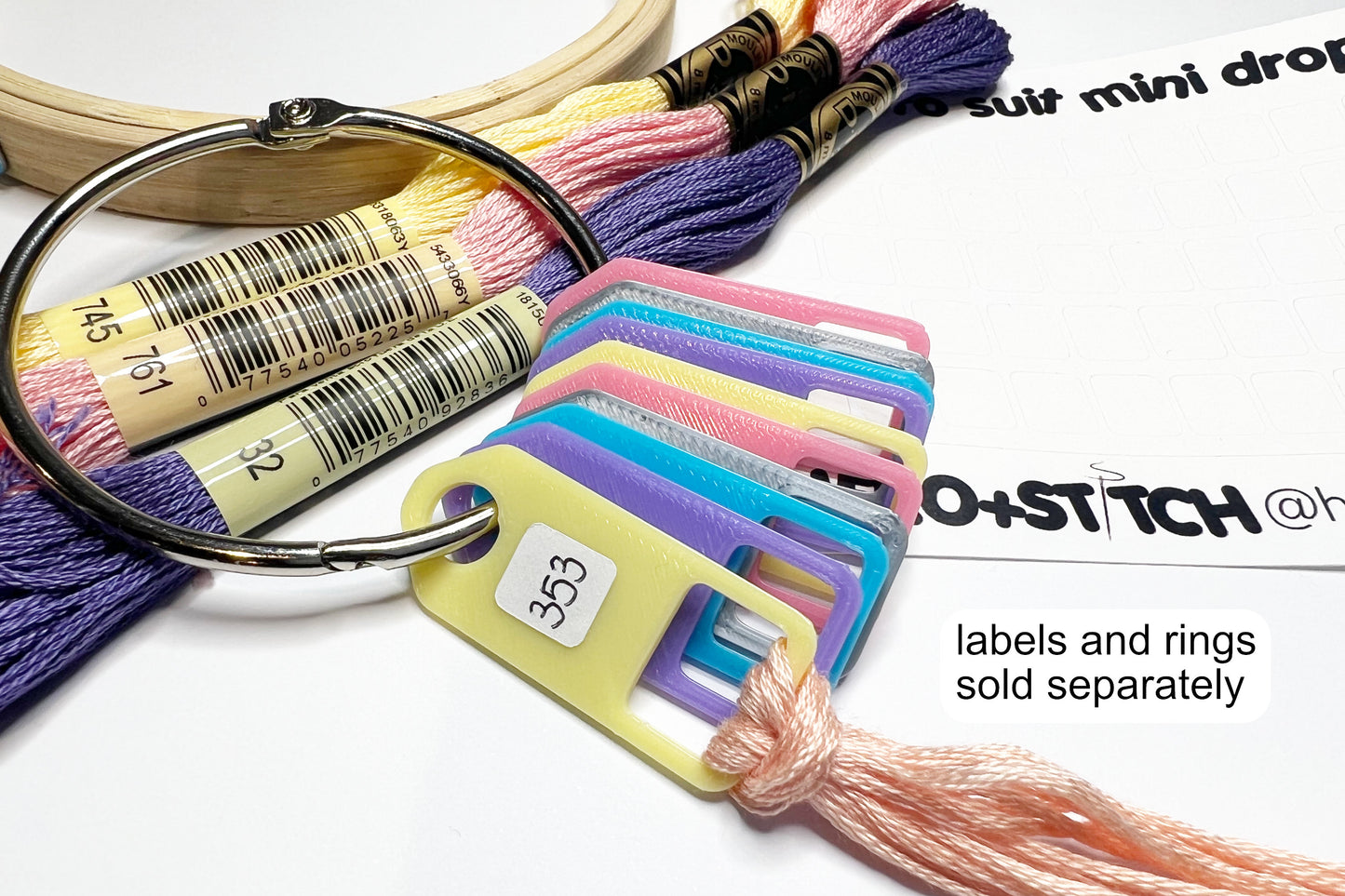 BASIC MINI (No Label Slot) Floss Thread Drops | Cross Stitch, Embroidery and Needlework Organization
