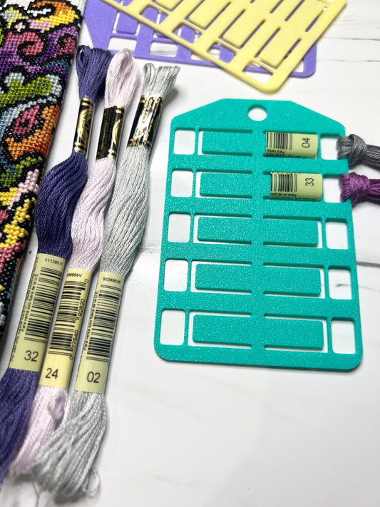 Floss Thread Card Organizer with Label Tag Slots | Holds 10, Style: Short SQ | Cross Stitch, Embroidery and Needlework Organization