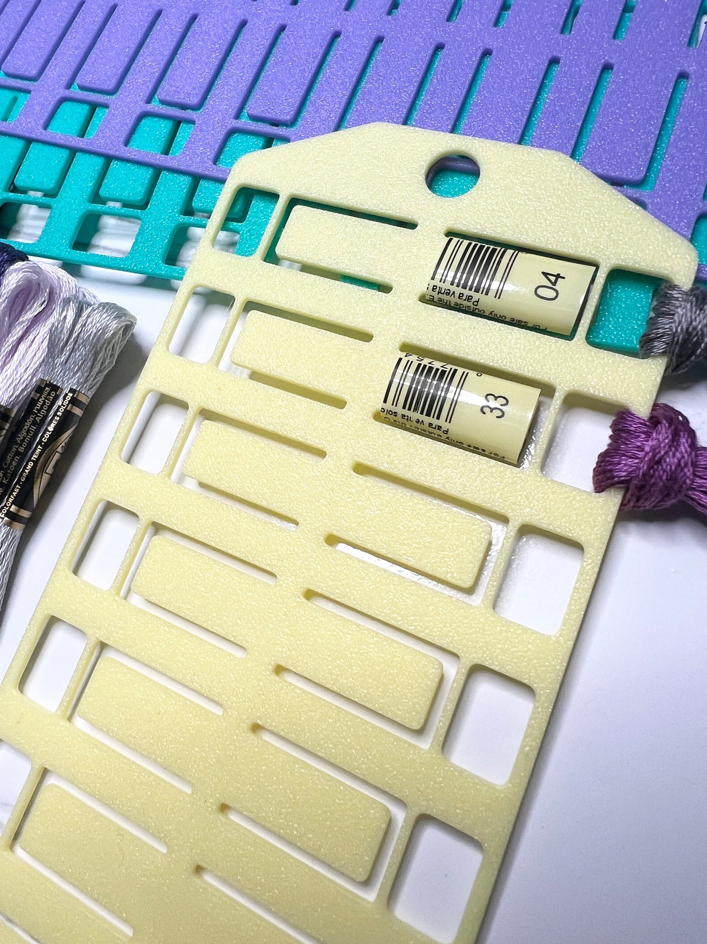 Floss Thread Card Organizer with Label Tag Slots | Holds 20 SQ| Cross Stitch, Embroidery and Needlework Organization