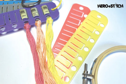 Floss Thread Card Organizer with Label Slots | Holds 10, Style: Long | Cross Stitch, Embroidery and Needlework Organization