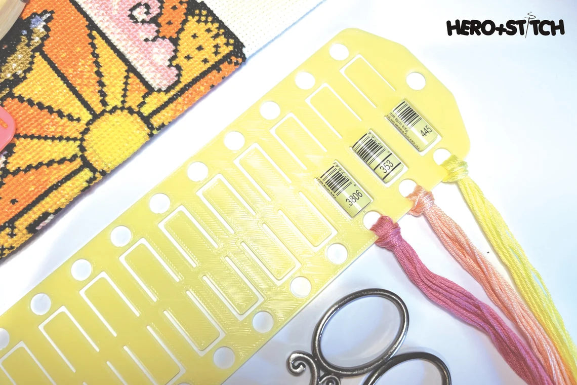 Floss Thread Card Organizer with Label Slots | Holds 20 | Cross Stitch, Embroidery and Needlework Organization