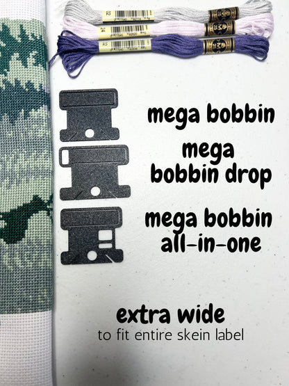 MEGA Bobbin with Label Tag Slot |  Floss Thread Storage | Cross Stitch, Embroidery and Needlework Organization