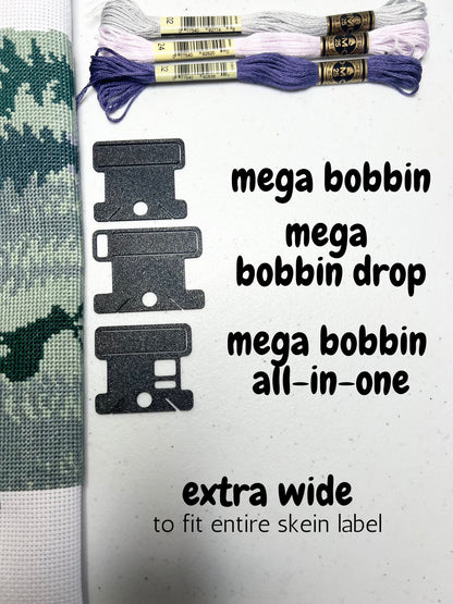 MEGA Bobbin Drop with Label Tag Slot |  Floss Thread Storage | Cross Stitch, Embroidery and Needlework Organization