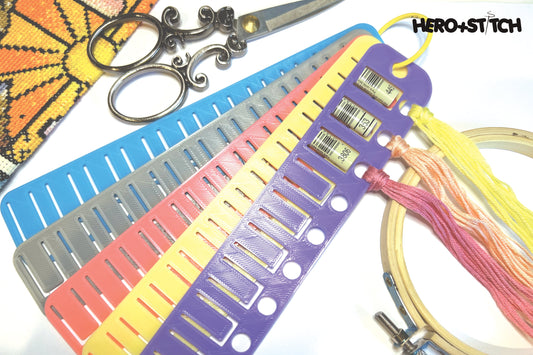 Floss Thread Card Organizer with Label Slots | Holds 10, Style: Long | Cross Stitch, Embroidery and Needlework Organization