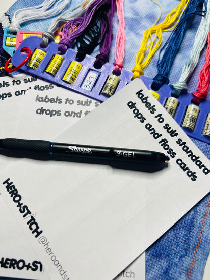 Labels for Floss Thread Drops, Bobbins and Floss Card Organizers